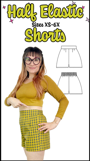 Half Elastic Waist Shorts Sewing Pattern